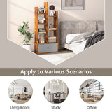 7-Tier Open-Back Bookshelf with Drawer-Rustic Brown