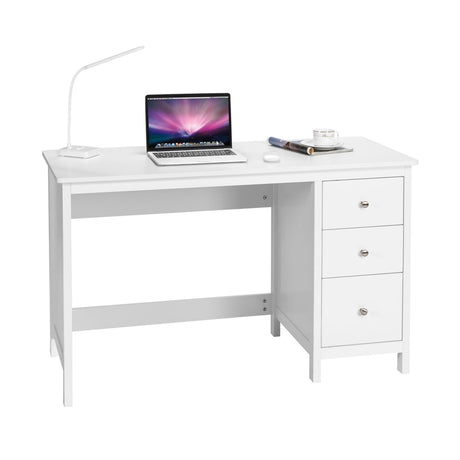 3-Drawer Home Office Study Computer Desk with Spacious Desktop-White
