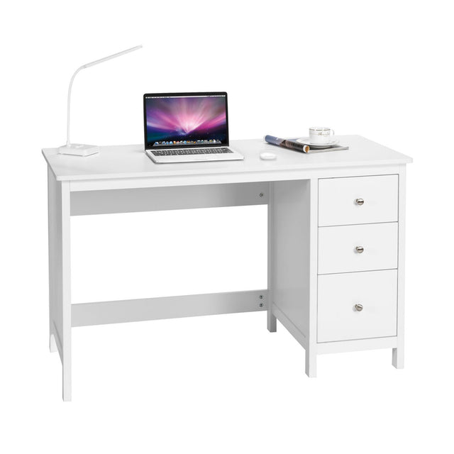 3-Drawer Home Office Study Computer Desk with Spacious Desktop-White