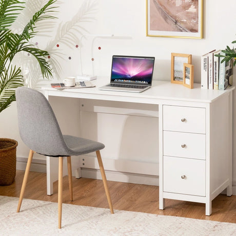 3-Drawer Home Office Study Computer Desk with Spacious Desktop-White