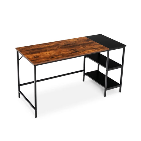 55" Modern Industrial Style Study Writing Desk with 2 Storage Shelves