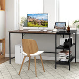 55" Modern Industrial Style Study Writing Desk with 2 Storage Shelves