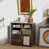 90cm Cube Bookcase with Adjustable Shelves and Pull-Out Shelf-Natural