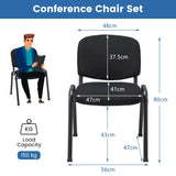 Office Chair with Metal Frame and Padded Cushions for Conference Room-Set of 2