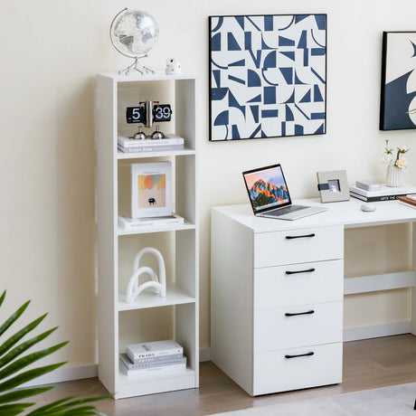 5-Tier Freestanding Bookshelf with 4 Open Cubes for Living Room