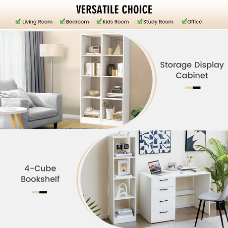 5-Tier Freestanding Bookshelf with 4 Open Cubes for Living Room