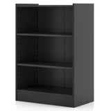 3-Tier Bookcase Open Display Rack Cabinet with Adjustable Shelves-Black