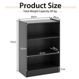3-Tier Bookcase Open Display Rack Cabinet with Adjustable Shelves-Black