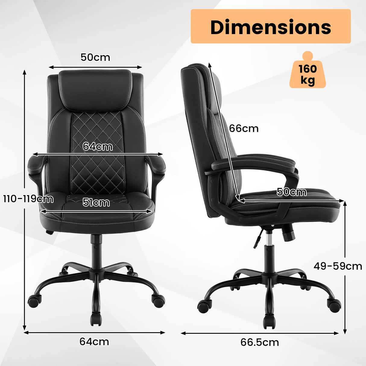 High Back Ergonomic Executive Chair with Thick Headrest Cushion-Black