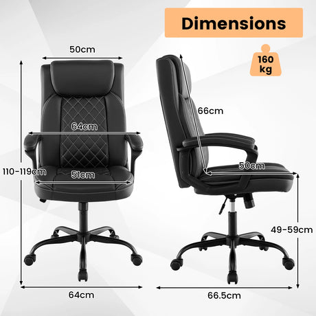 High Back Ergonomic Executive Chair with Thick Headrest Cushion-Black