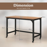 120cm Rolling Computer Desk on Wheels-Brown