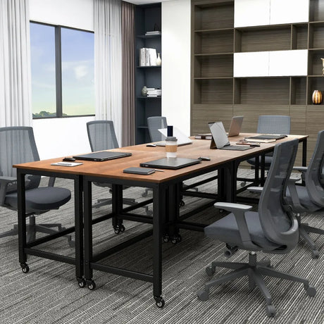 120cm Rolling Computer Desk on Wheels-Brown