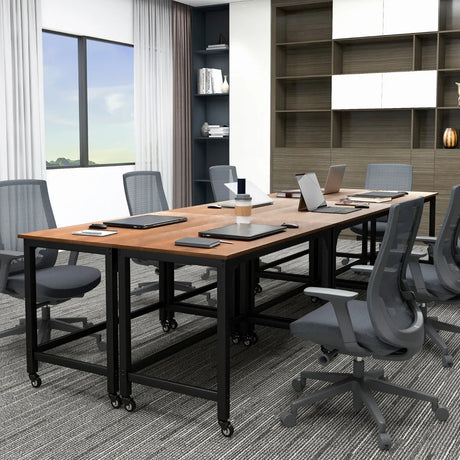 120cm Rolling Computer Desk on Wheels-Brown