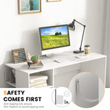 Modern Computer Desk with 3 Tier Storage Shelves for Home Office-White