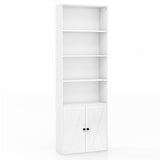 180cm Farmhouse Bookcase with Doors & 6 Shelves & 2-Door Cabinet