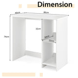 31.5 Inch  Modern Home Office Desk with 2 Compartments-White