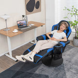 Electric Massage Gaming Chair with Cup Holder and Side Pouch-Blue