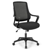 Modern Breathable Mesh Chair with Curved Backrest and Armrest-Black