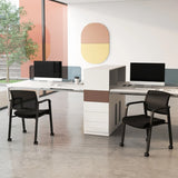 Set of 2 Stackable Rolling Office Chairs with Mesh Backrest-Black