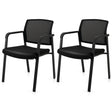 Set of 2 Stackable Reception Room Chairs with Padded Seat-Black