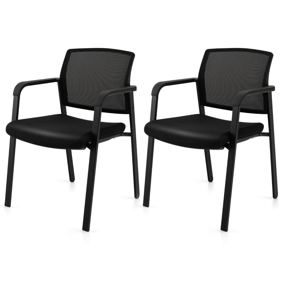 Set of 2 Stackable Reception Room Chairs with Padded Seat-Black