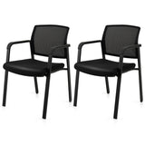 Set of 2 Stackable Reception Room Chairs with Padded Seat-Black