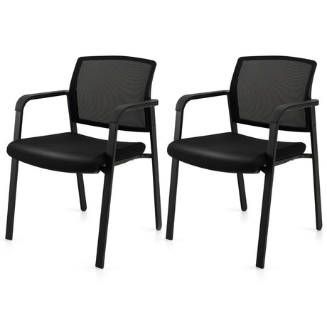 Set of 2 Stackable Reception Room Chairs with Padded Seat-Black