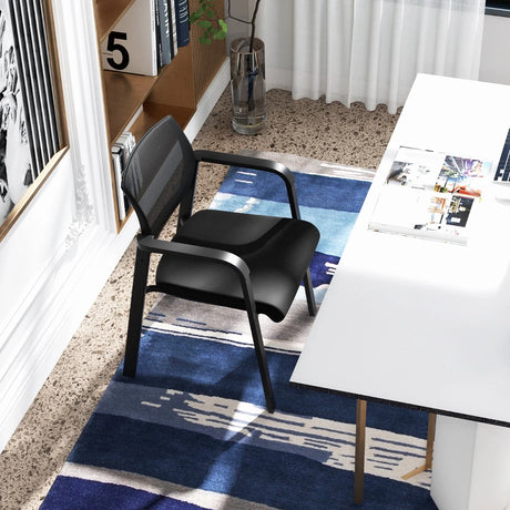 Set of 2 Stackable Reception Room Chairs with Padded Seat-Black