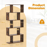 5-Tier Bookshelf with Anti-Toppling Device for Living Room Home Office-Rustic Brown