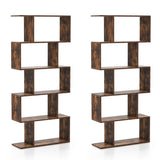 5-Tier Bookshelf with Anti-Toppling Device for Living Room Home Office-Rustic Brown