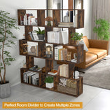 5-Tier Bookshelf with Anti-Toppling Device for Living Room Home Office-Rustic Brown