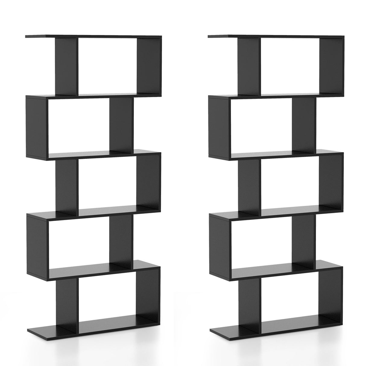 Geometric S-Shaped Bookcase with Anti-Toppling Device for Living Room/ Home/ Office