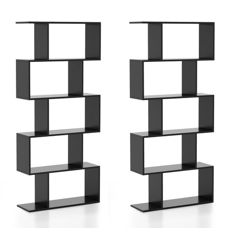 Geometric S-Shaped Bookcase with Anti-Toppling Device for Living Room/ Home/ Office