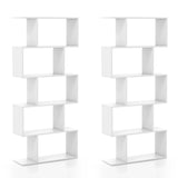 5-Tier Bookshelf with Anti-Toppling Device for Living Room Home Office-White