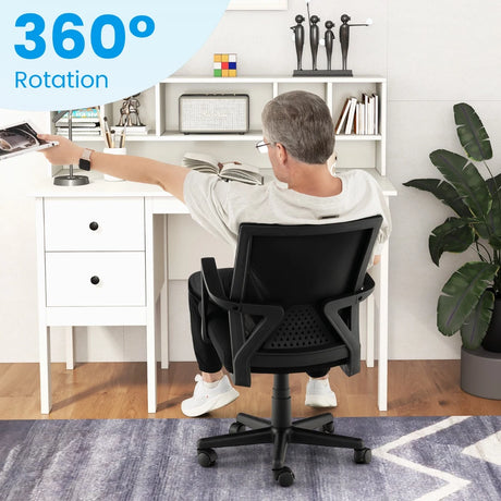 Ergonomic Desk Chair with Lumbar Support and Rocking Function-Black