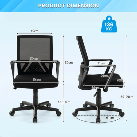 Ergonomic Desk Chair with Lumbar Support and Rocking Function-Black