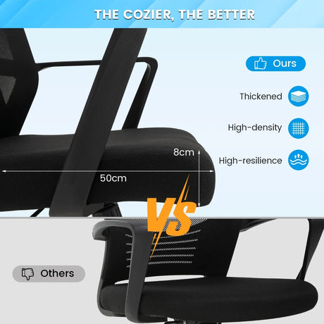 Ergonomic Desk Chair with Lumbar Support and Rocking Function-Black