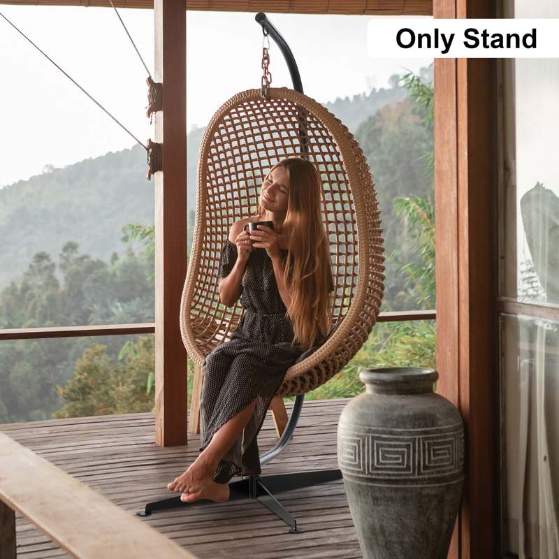 Outsunny Hanging Hammock Stand Hammock Chair Stand C Stand Steel Heavy Duty Stand for Hanging Hammock Air Porch Swing Chair Indoor Outdoor (Only Construction)