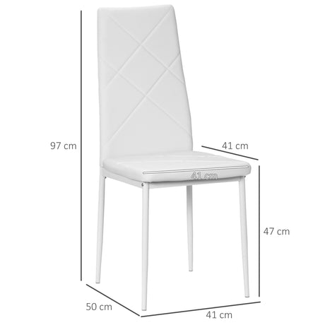 HOMCOM Set of 4 Faux Leather Dining Chairs - White