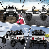 AIYAPLAY 12V Battery Powered Kids Ride-On Car, Electric Truck w/ Spring Suspension, Remote, Music, Horn, Lights, White