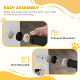 PawHut Extra Wide Dog Gate, with Door Pressure, for Doorways, Hallways, Staircases - Black