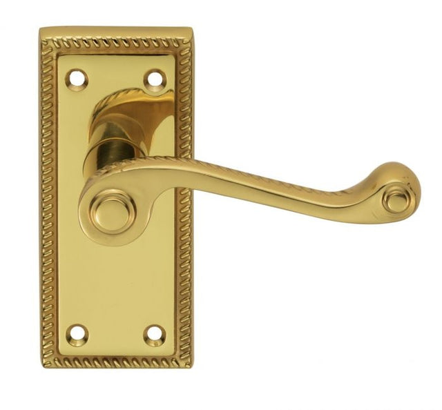 GEORGIAN LEVER ON BACKPLATE - LATCH (CONTRACT RANGE) - POLISHED BRASS - 110MM X 50MM - PAIR