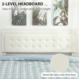 HOMCOM King Size Ottoman Bed Frame, with Front Drawer - Cream