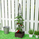 Outsunny Raised Bed for Garden, Raised Garden Bed Planter Box with Trellis, Self Watering, Drainage Holes and Plugs