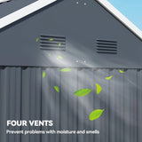 Outsunny 7 x 6ft Galvanised Garden Shed, with Latch - Dark Grey