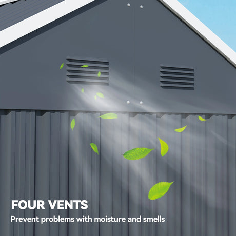 Outsunny 7 x 6ft Galvanised Garden Shed, with Latch - Dark Grey