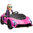 AIYAPLAY 12V Lamborghini Autentica Licensed Kids Electric Car with Remote Control, 4 Suspension Wheels, Soft Start, Pink