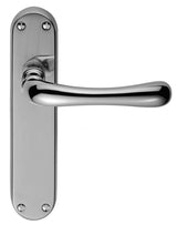 IBRA LEVER ON BACKPLATE - LATCH - POLISHED CHROME - 185MM X 40MM - PAIR