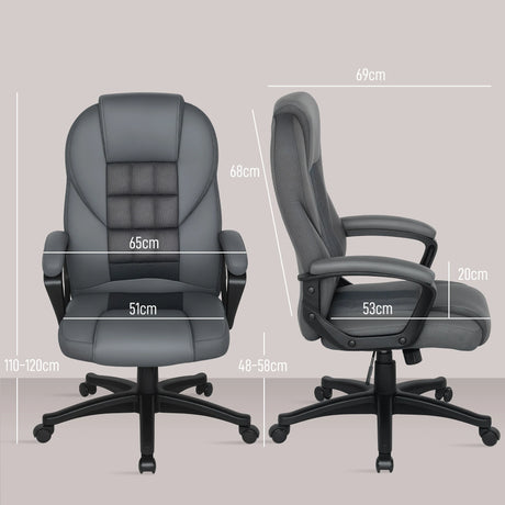 HOMCOM Faux Leather Office Chair - Charcoal Grey