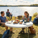 Outsunny 4ft Folding Picnic Table, Camping Table with Non-slip Foot Pads and Metal Frame, 100 kg Load, for Garden, White